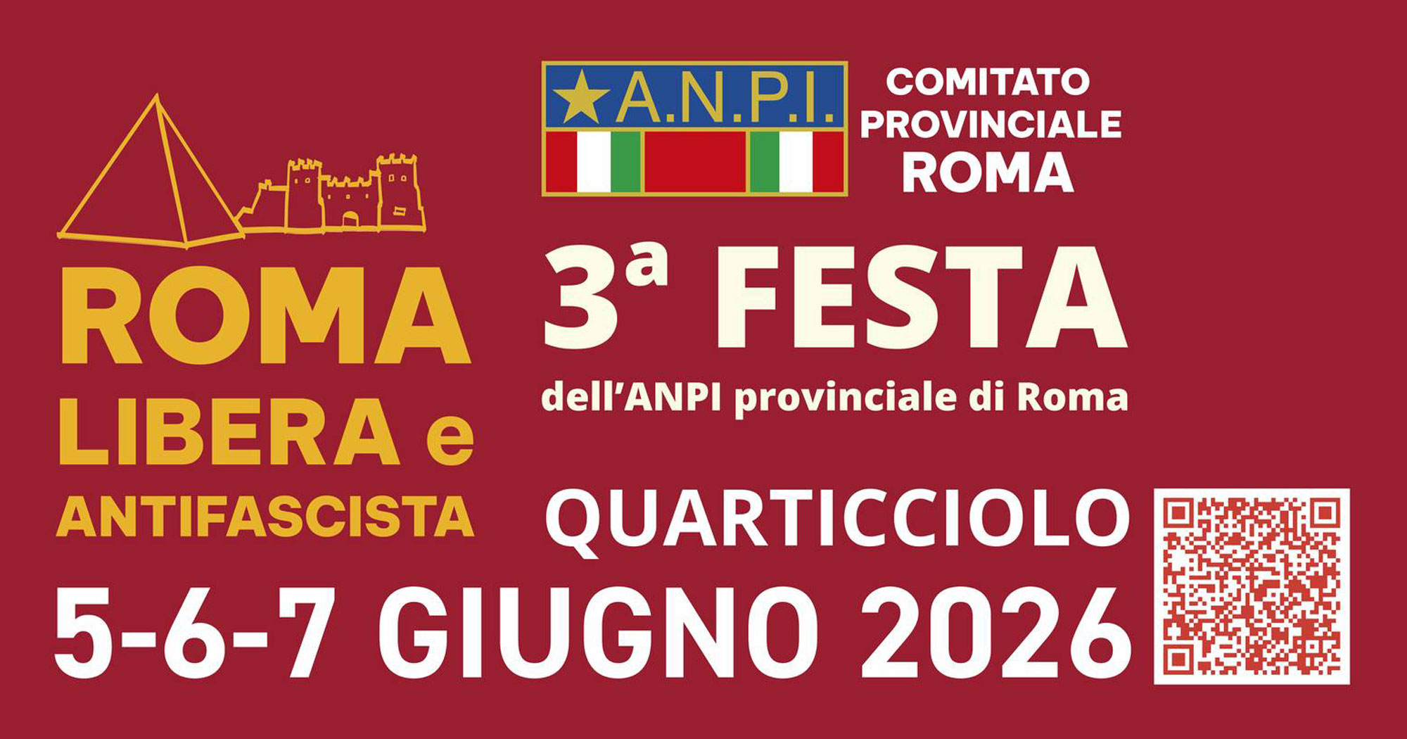7 giugno 2026: 3^ Festa provinciale dell'ANPI Roma